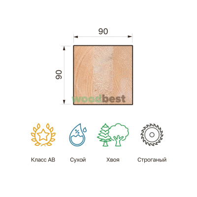 Брус клееный строганый сухой хвоя 90х90х6000 класс АВ - фото | СтройАссортимент