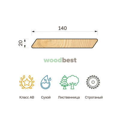 Планкен скошенный строганый сухой лиственница 20х140х4000 класс АВ - фото | СтройАссортимент