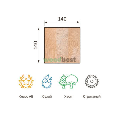 Брус клееный строганый сухой лиственница 120х120х6000 класс АВ - фото | СтройАссортимент