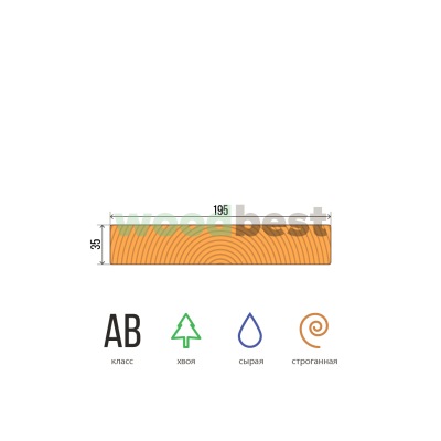 Доска строганная естественной влажности хвоя 35x195x6000 класс АВ - фото | СтройАссортимент