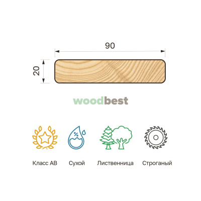 Планкен прямой строганый сухой лиственница 20х90х4000 класс АВ - фото | СтройАссортимент