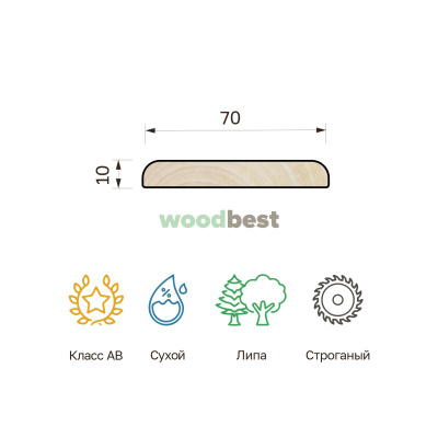 Наличник строганый сухой липа 10х70х1000 класс АВ - фото | СтройАссортимент