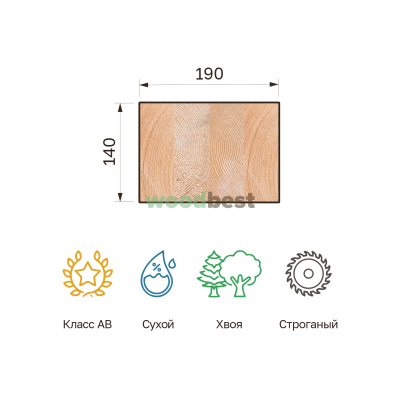 Брус клееный строганый сухой хвоя 140х190х6000 класс АВ - фото | СтройАссортимент