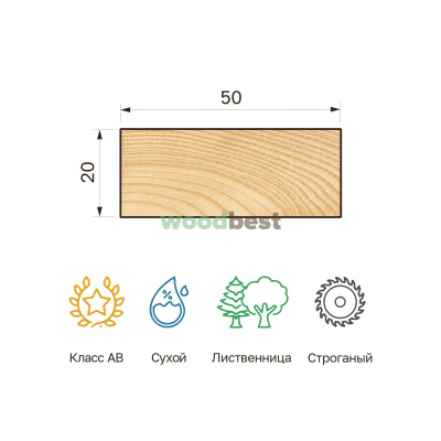 Брусок строганый сухой лиственница 20х50х3000 класс АВ - фото | СтройАссортимент